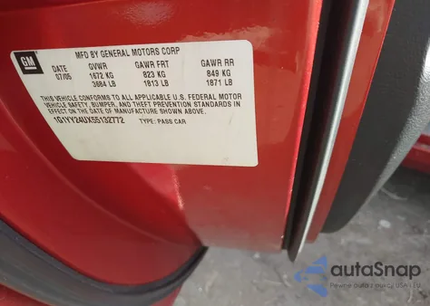 2005 Chevrolet Corvette z USA, uszkodzony, nr VIN 1G1YY24UX55132772